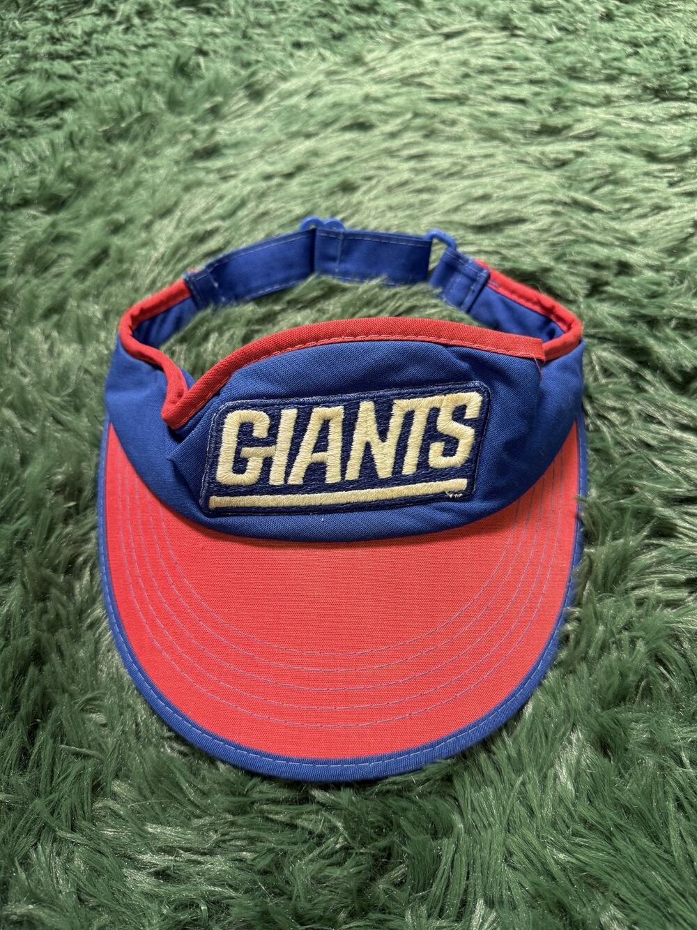 Vintage New York Giants NFL Football Fan Sun Visor Hat Adjustable Blue Red Green
